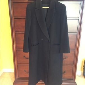 Black Camel Hair Wool Winter Coat